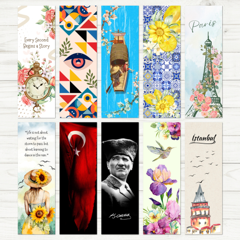 10 adet karışık kitap ayracı seti - Bimotif