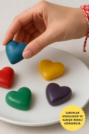 10 adet Karışık Renkli Minik Kalp Sabun, 2,5 cm (Dekoratif Kokulu Sabun) - Bimotif