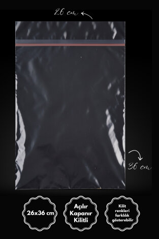 10 adet kilitli poşet, şeffaf buzdolabı poşeti, torba, 26x36 cm (Kuruyemiş, çerez ve kına poşeti) - Bimotif (1)