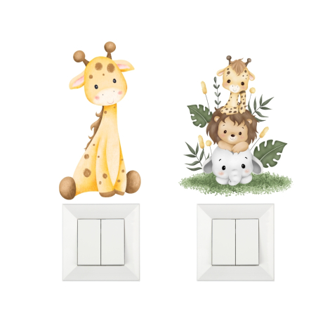 10 adet priz ve duvar sticker seti, 10x15 cm / Sevimli Aslan ve Arkadaşları - Bimotif (1)
