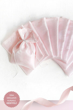 100 adet osmanlı ipeği kına, söz, nişan hediye kesesi, 10x15 cm, Pembe (20m Organze Kurdele Hediye) - Bimotif