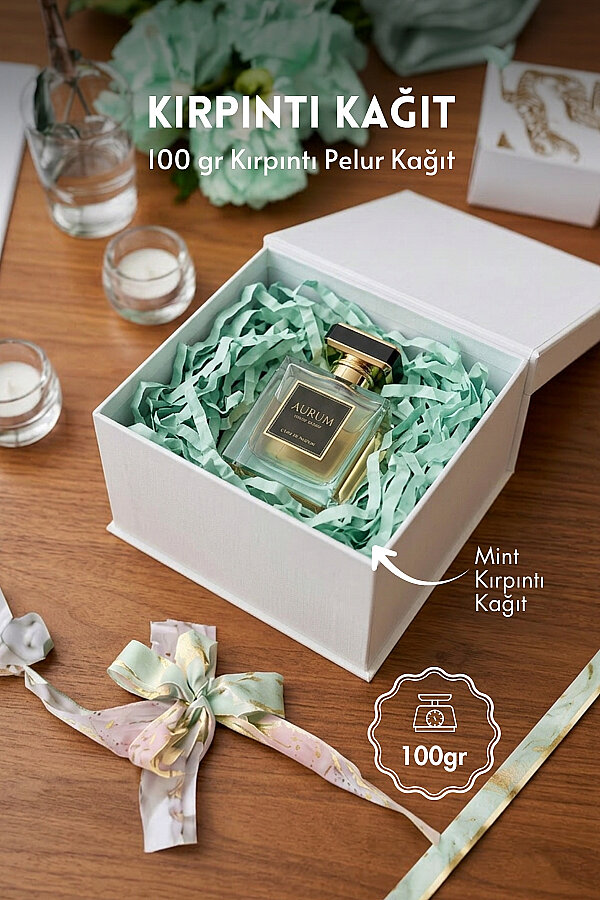 100gr Kırpıntı Pelur Kağıt, Mint (Hediye Kutu İçi Dolgu Süsleme, Kırpık Kağıt, Dolgu Malzemesi) - 1