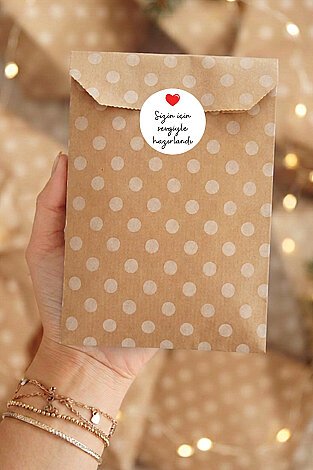 100'lü Karışık Hediye Paketi Seti - 20'şer adet, 5 çeşit 11x20 cm Kese Kağıdı + 105 adet Sticker - 4