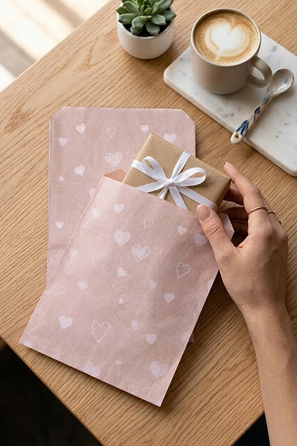 100'lü Karışık Hediye Paketi Seti - 20'şer adet, 5 çeşit 11x20 cm Kese Kağıdı + 105 adet Sticker - 5