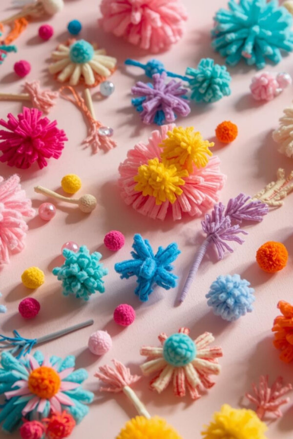 100 parça okul kırtasiye seti (50 adet karışık 30 cm şönil, 50 adet karışık 2.2 cm peluş ponpon) - 3