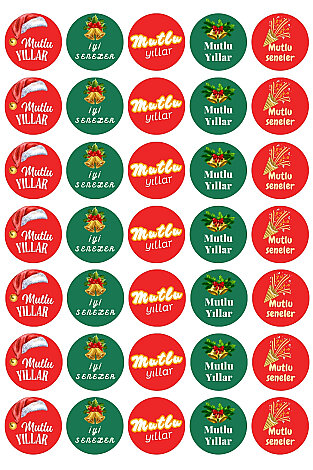 100'lü Yılbaşı Hediye Paketi Seti - 50'şer adet Çam ve Kar 11x20 cm Kese Kağıdı + 105 adet Sticker - 4