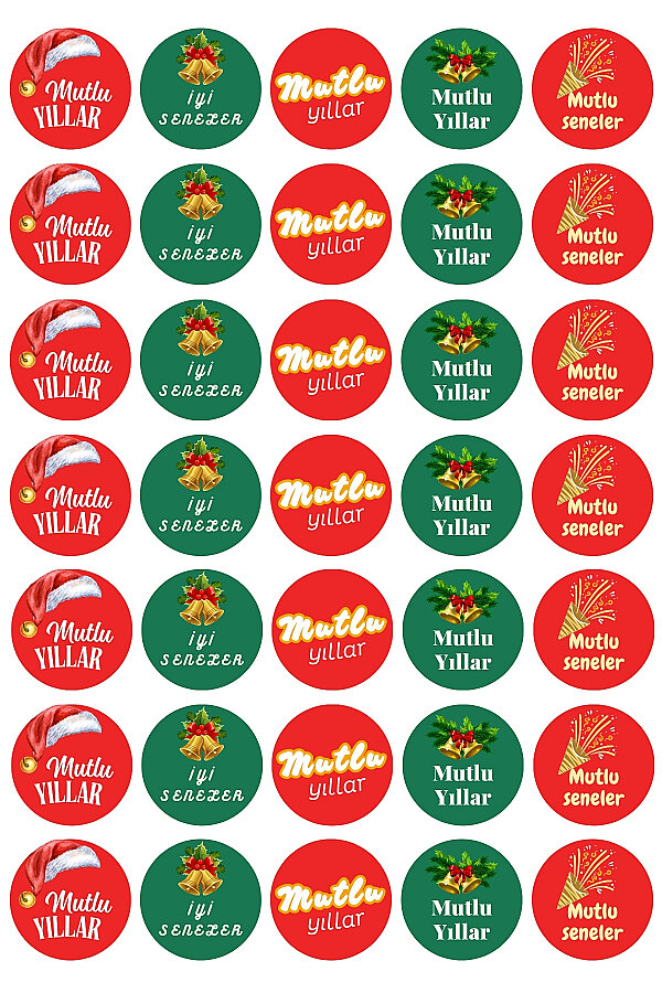 100'lü Yılbaşı Hediye Paketi Seti - 50'şer adet Çam ve Kar 11x20 cm Kese Kağıdı + 105 adet Sticker - 4