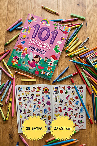 101 Sticker ve Resimli Etkinlik Kitap Seti, Prenses (Toplam 28 Sayfa, 27x21cm) - Bimotif