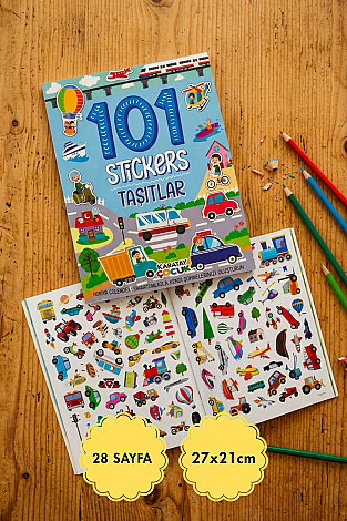101 Sticker ve Resimli Etkinlik Kitap Seti, Taşıtlar (Toplam 28 Sayfa, 27x21cm) - Bimotif