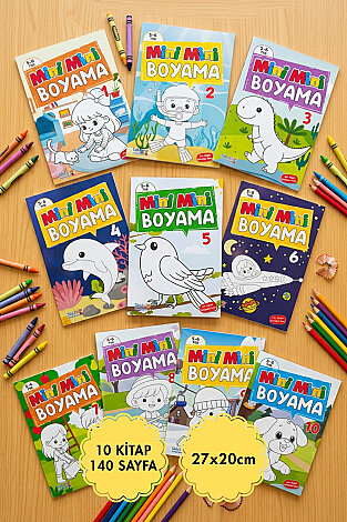 10lu Boyama ve Etkinlik Kitap Seti, Yaz Eğlencesi, Faydalı Etkinlikler (Toplam 140 Sayfa, 20x27cm) - Bimotif