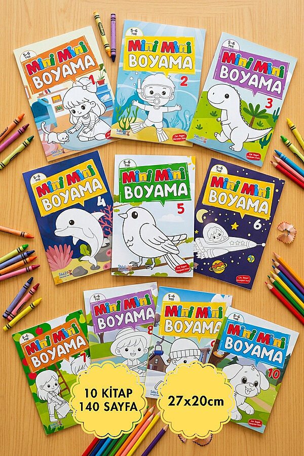 10lu Boyama ve Etkinlik Kitap Seti, Yaz Eğlencesi, Faydalı Etkinlikler (Toplam 140 Sayfa, 20x27cm) - 1