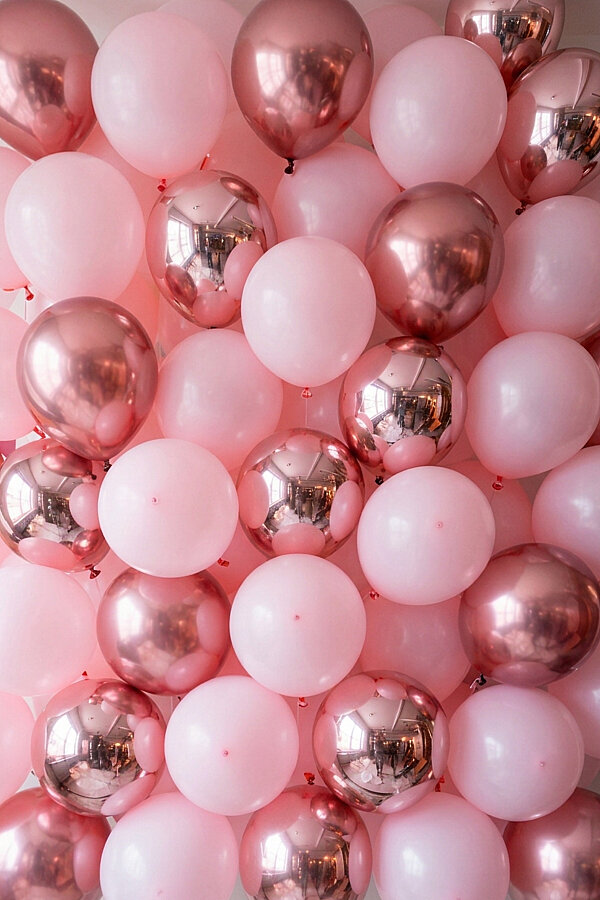 10'lu Renkli Balon Seti, 5'er Krom Pembe, Makaron (Pastel) Pembe, Doğum Günü Parti Süsü Balon - 1