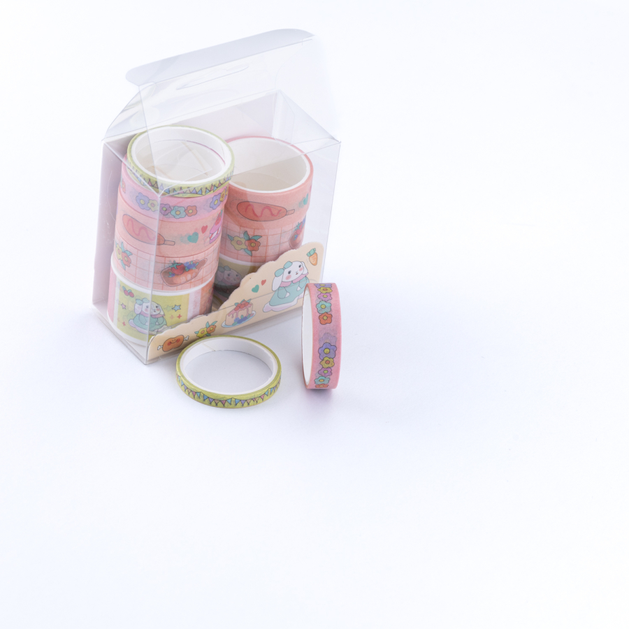 10lu washi tape seti, dekoratif renkli kağıt bant / Pastacı Tavşan - 2