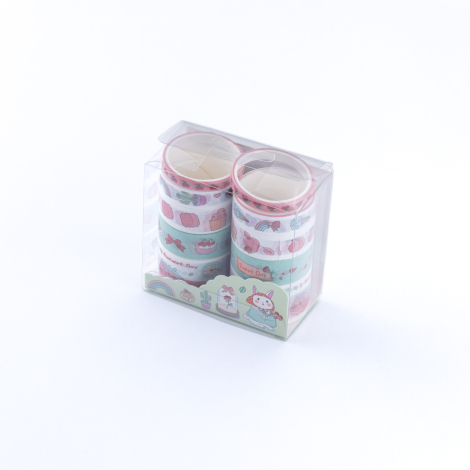 10lu washi tape seti, dekoratif renkli kağıt bant / Sevimli Tavşan - Bimotif