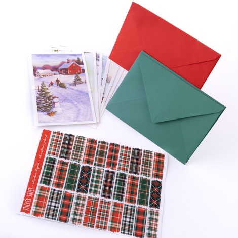 15 parça kartpostal, zarf ve stickerlı yılbaşı seti / 1 adet - Bimotif (1)