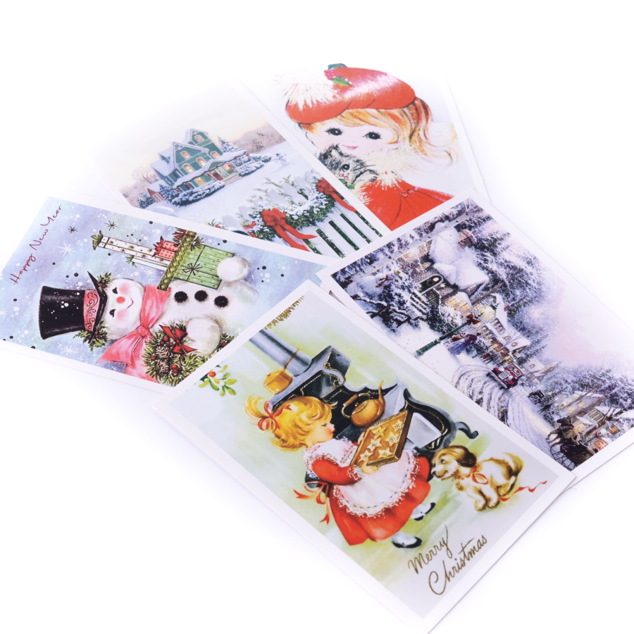 15 parça kartpostal, zarf ve stickerlı yılbaşı seti / 1 adet - 3