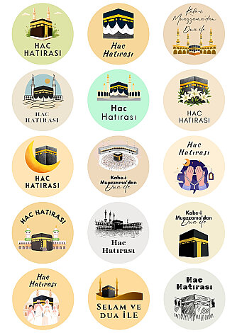 150 adet Hac ve Kabe Hediyelerine Özel Paketleme Etiketi (4cm) Hediye Ambalaj Etiketi - 2