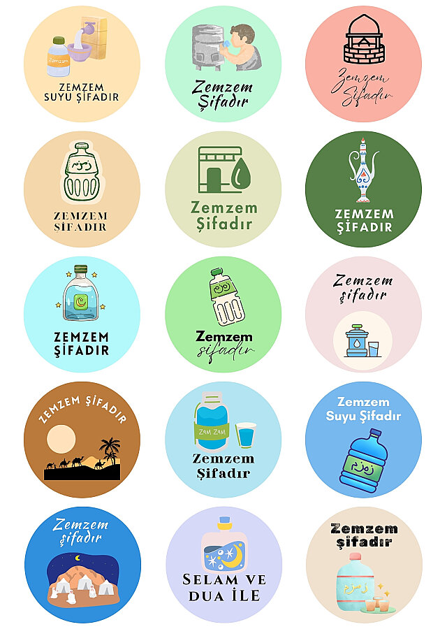 150 adet Zem Zem Suyu Sticker, Hac Hediyelerine Özel Paketleme Etiketi (4cm) Hediye Ambalaj Etiketi - 2