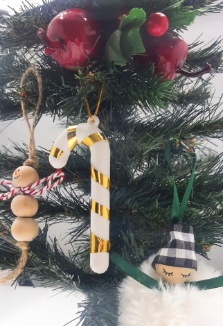 16 parça yılbaşı ağaç süs seti (8 Kardan Adam, 6 Baston, 1 Peluş Melek, 1 Elmalı Kozalak) - Bimotif (1)