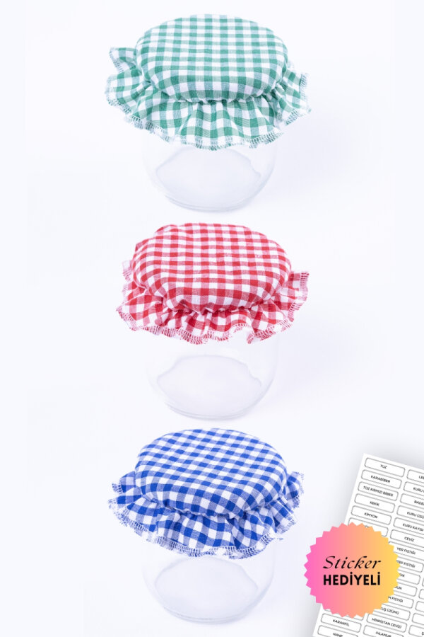 18 adet, 3 renkli kavanoz kapak süsü, kırmızı, mavi ve yeşil (Sticker HEDİYELİ) - 1