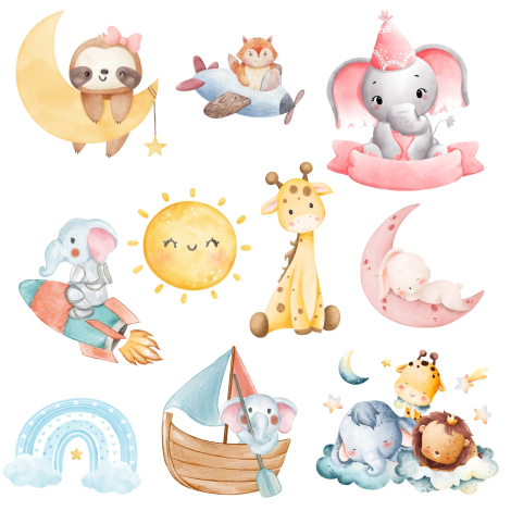 18 adet karışık priz ve duvar sticker seti, 10x15 cm - Bimotif (1)