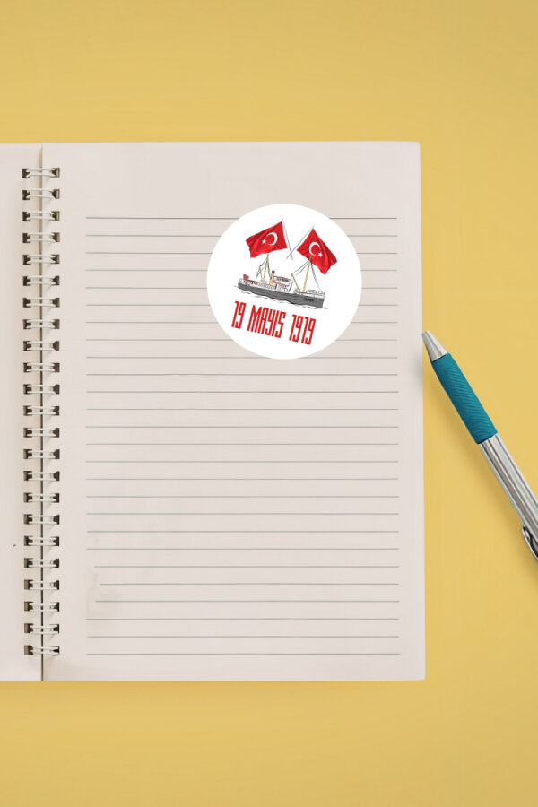 19 Mayıs Atatürk'ü Anma, Gençlik ve Spor Bayramı sticker, 4x4 cm, 150 adet (10 Sayfa) - 3