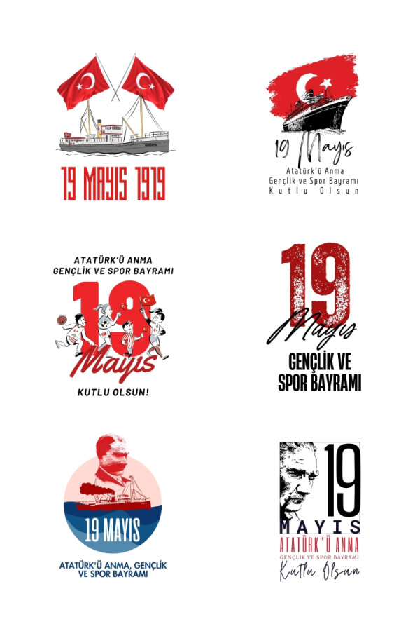 19 Mayıs Atatürk'ü Anma, Gençlik ve Spor Bayramı sticker, 4x4 cm, 300 adet (20 Sayfa) - 2