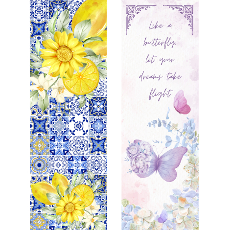 2 adet kitap ayracı seti, Flowers - Çini - Bimotif (1)