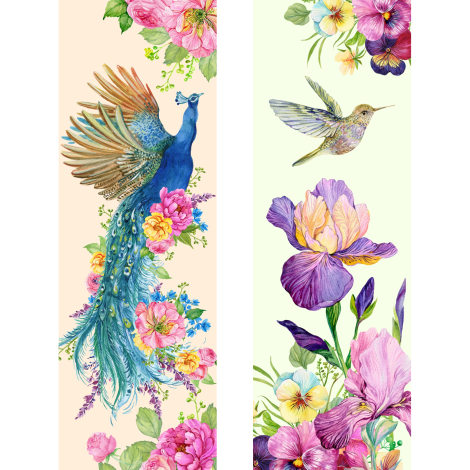2 adet kitap ayracı seti, Flowers - Kuş - Bimotif (1)