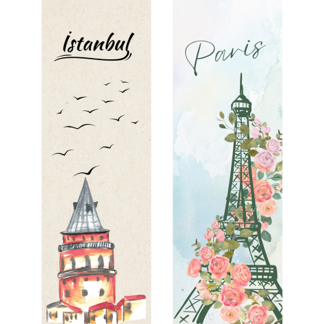 2 adet kitap ayracı seti, İstanbul - Paris - Bimotif (1)