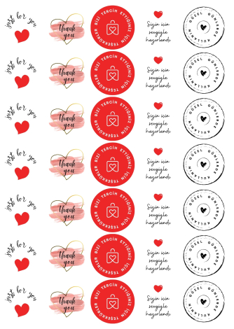 20 adet karışık (Kar, Kalp, Yaprak vb.) kese kağıdı, hediye paketi (11x20 cm ) ve Sticker seti - 3