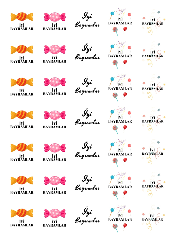 21 parça İyi Bayramlar hediye paketi, karışık kese kağıdı (11x20 cm ) ve Sticker seti - 2