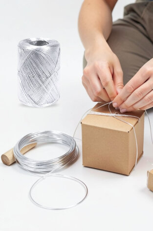 20 şer metre altın ve gümüş dekoratif simli monofil ip seti (20 metre altın, 20 metre gümüş) - 3