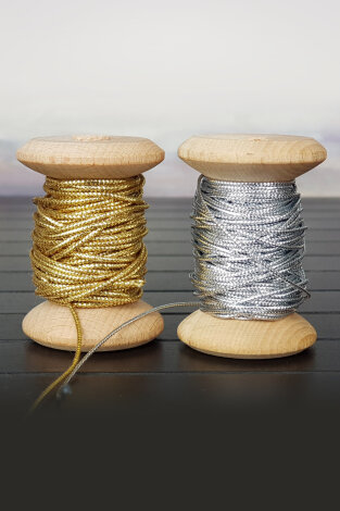 20 şer metre altın ve gümüş dekoratif simli monofil ip seti (20 metre altın, 20 metre gümüş) - Bimotif