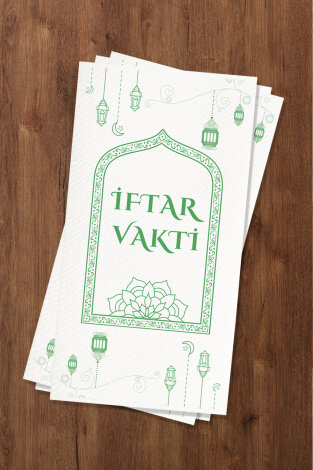 200 adet İftar Vakti yazılı çift katlı kağıt peçete, 8.2x16 cm, Ramazan Peçetesi - Bimotif