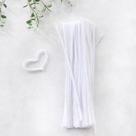 3 adet şönil, tüylü tel, 30 cm, eğitici şönil, beyaz - Bimotif