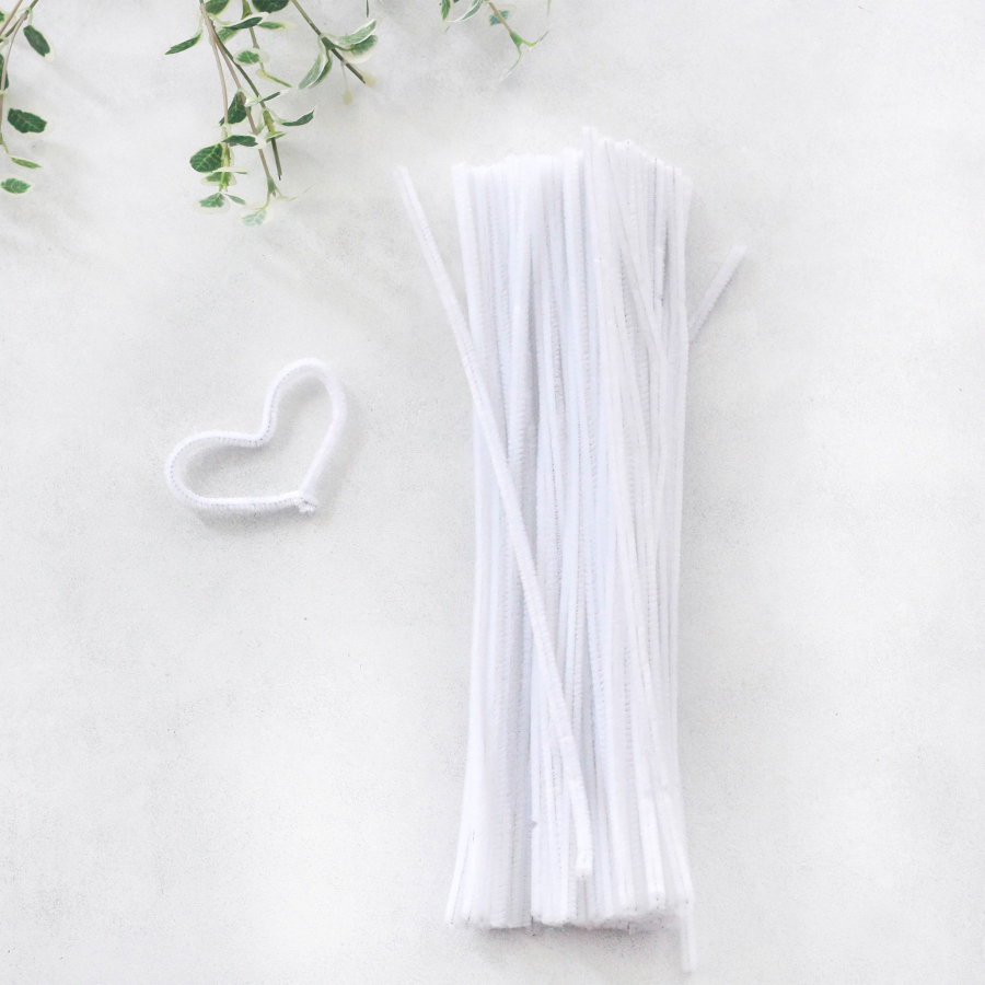 3 adet şönil, tüylü tel, 30 cm, eğitici şönil, beyaz - 1