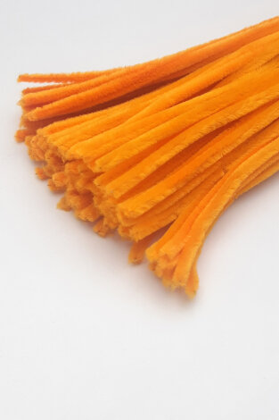 20li tüylü tel şönil, 30 cm, turuncu (el işi malzemesi, çiçek yapımı, hobi ve etkinlik seti) - Bimotif