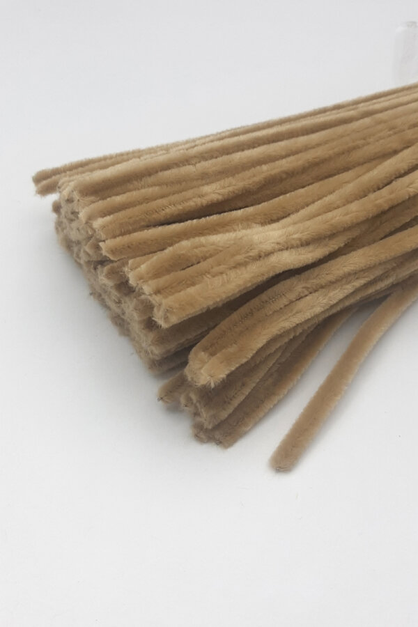 20li tüylü tel şönil, 30 cm, sütlü kahve (el işi malzemesi, çiçek yapımı, hobi ve etkinlik seti) - 1