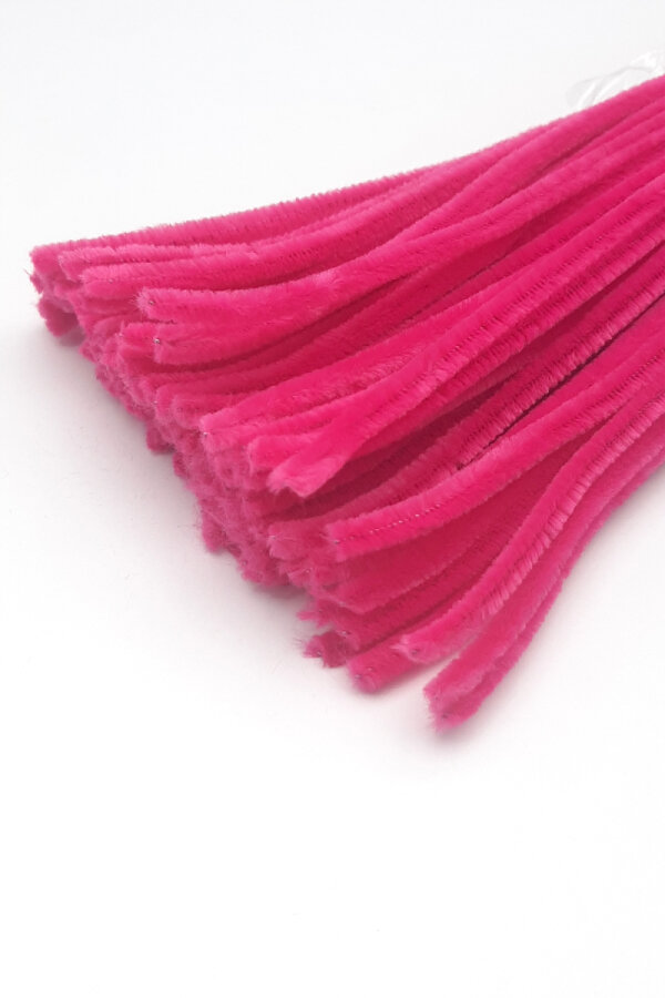 20li tüylü tel şönil, 30 cm, açık fuşya (el işi malzemesi, çiçek yapımı, hobi ve etkinlik seti) - 1