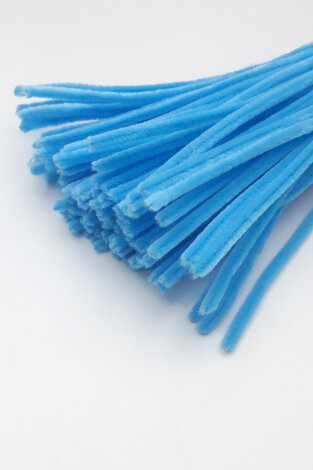 20li tüylü tel şönil, 30 cm, açık mavi (el işi malzemesi, çiçek yapımı, hobi ve etkinlik seti) - Bimotif