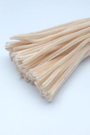 20li tüylü tel şönil, 30 cm, bej (el işi malzemesi, çiçek yapımı, hobi ve etkinlik seti) - Bimotif