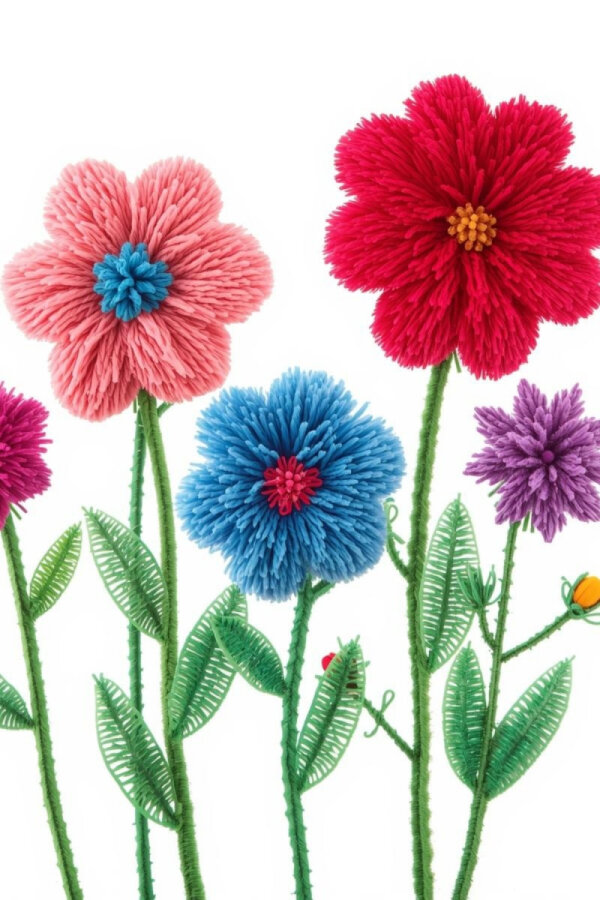 20li tüylü tel şönil, 30 cm, fuşya (el işi malzemesi, çiçek yapımı, hobi ve etkinlik seti) - 2