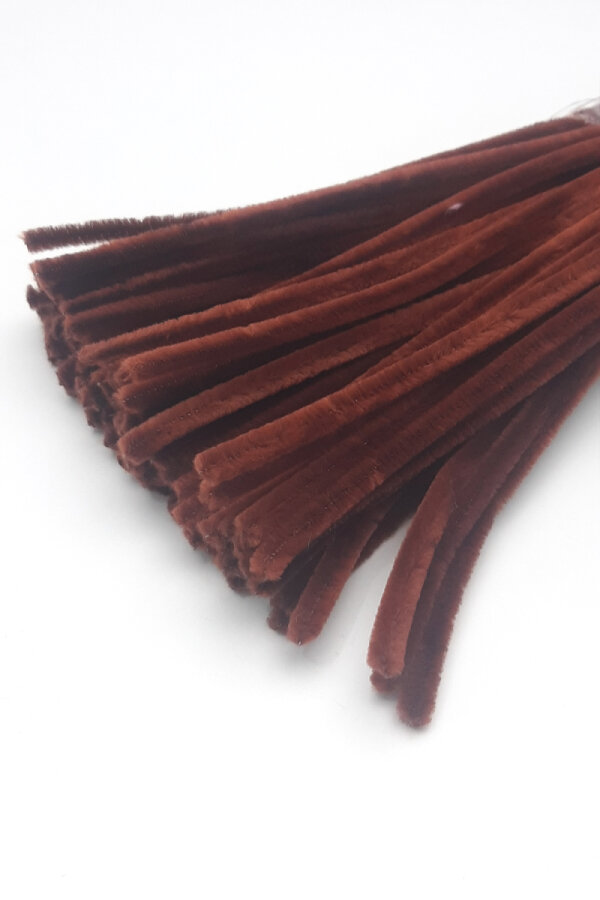 20li tüylü tel şönil, 30 cm, kahverengi (el işi malzemesi, çiçek yapımı, hobi ve etkinlik seti) - 1