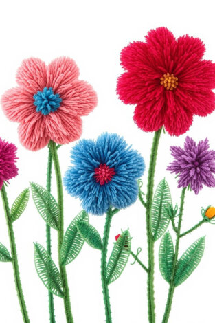 20li tüylü tel şönil, 30 cm, nar (el işi malzemesi, çiçek yapımı, hobi ve etkinlik seti) - Bimotif (1)