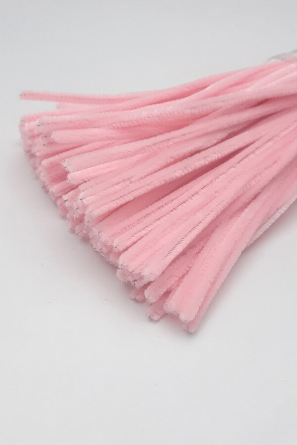 20li tüylü tel şönil, 30 cm, pembe (el işi malzemesi, çiçek yapımı, hobi ve etkinlik seti) - 1