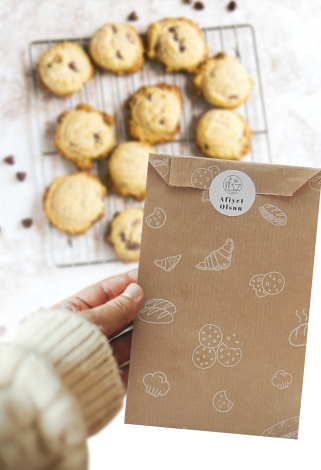 21 parça pastane hediye paket seti (20 adet 11x20 cm kese kağıdı ve Afiyet Olsun sticker) - Bimotif