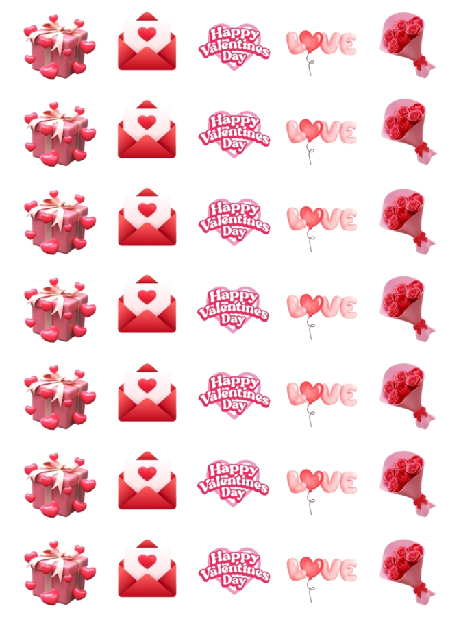 21 parça sevgililer günü hediye paket seti (20 adet 11x20 cm kese kağıdı ve 1 sayfa sticker) - 2