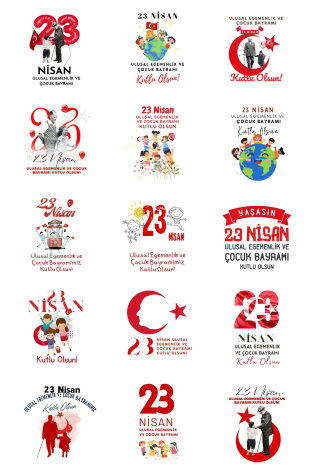 23 Nisan'a Özel Hediye Paketi Seti, 100 adet Kese Kağıdı (11x20 cm) ve 105 adet 23 Nisan sticker - 3