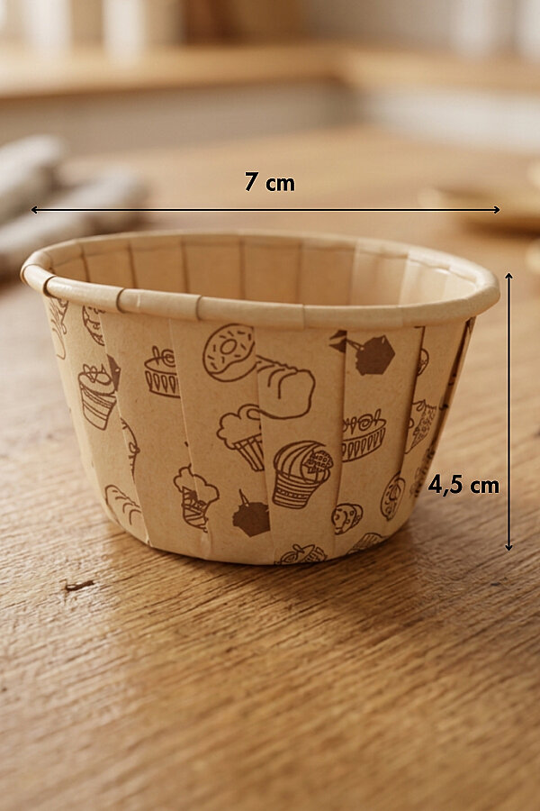 24lü Kraft Kağıt Cupcake Kalıbı, Kek Kapsülü, Muffin Cupcake Kalıbı, Airfryer Uyumlu ve Desenli - 2